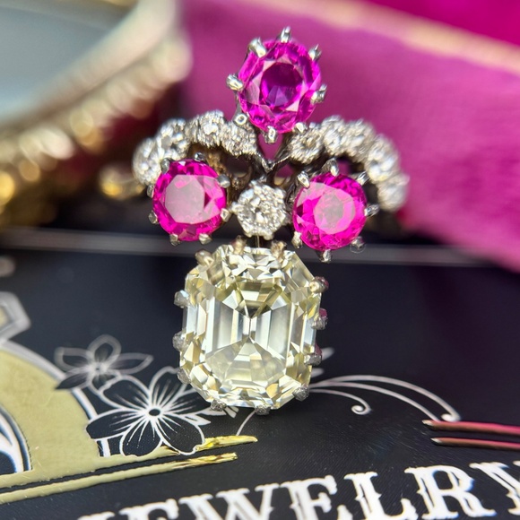 4.22 ctw Belle Époque Antique Emerald Cut Diamond Engagement Ring - Picture 6 of 13